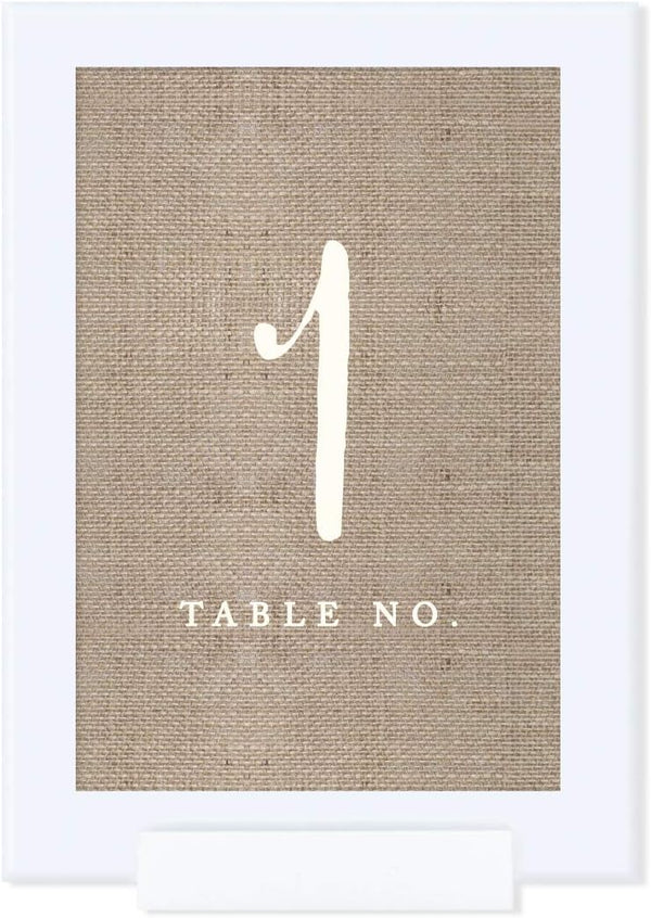 Andaz Press Framed Double-Sided Table Numbers 1-8, Burlap Print, 1-Set, 4x6-inch, For