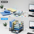 Desk Organizer with File Holder, 5-Tier Paper Letter Tray with Sliding Drawer and 2 Pen Holders, Mesh for Office