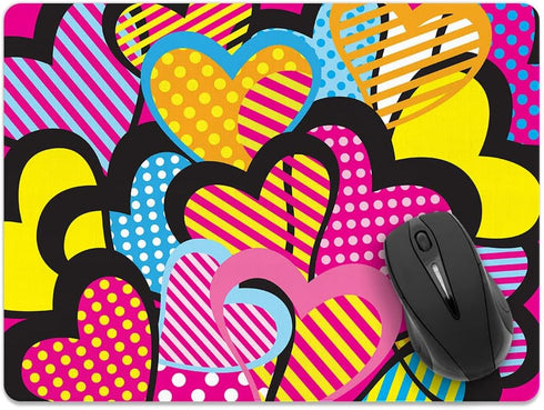 WIRESTER Extra Large Non-Slip Rectangle Mousepad, Hippy Hearts Pattern for Home, Office, and Gaming Desk