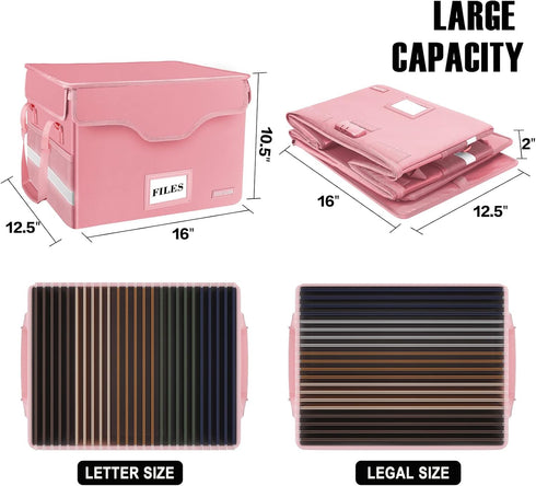 DocSafe File Box Fireproof Document Box with Lock, Collapsible Portable File Box for Home Office