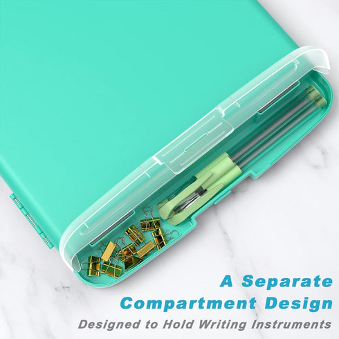 Rimilak Plastic Clipboard with Storage - High Capacity Nursing Clipboards with Pen Holder (Green)