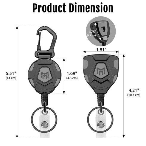 MNGARISTA Heavy Duty Retractable Keychain, Belt Clip & Carabiner Versions, 31.5" Steel Rope, 2-Pack Tactical ID Badge