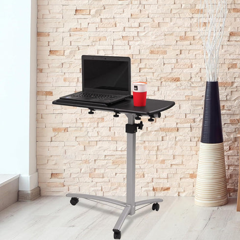 Pinikuyiro Rolling Adjustable Laptop Cart,Height Adjustable Mobile Laptop Stand Desk Rolling Cart,Black
