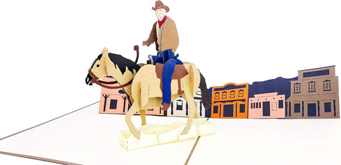 iGifts And Cards Inspirational Cowboy 3D Pop Up Greeting Card, All Occasion, Happy Birthday, Saloon Gift