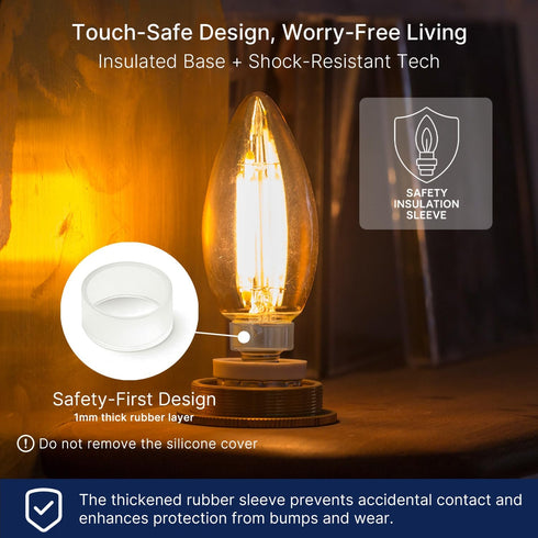 B11 E12 Bulbs 60W Dimmable Bulbs, 2700K Pack 12 FLSNT LED Candelabra Equivalent, LED Candle Light Soft White (Warm