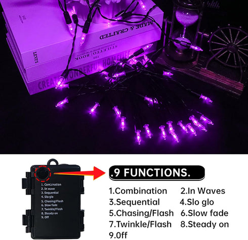 16ft 50 8 MULTI-SPARKING Battery Operated Halloween Lights LED Mini String Lights for Small Tree, Wreath, Crafts