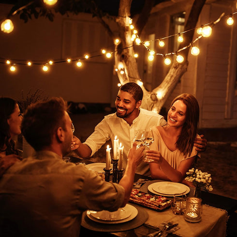 55FT 26 Dimmable G40 Bulbs, 2200K E12 OHLUX Outdoor String Lights, Shatterproof LED Patio Lights with Plastic