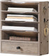 HOOBRO Wall File Organizer, Mail Organizer Wall Mounted, Wooden Literature Organizer with Drawer Storage
