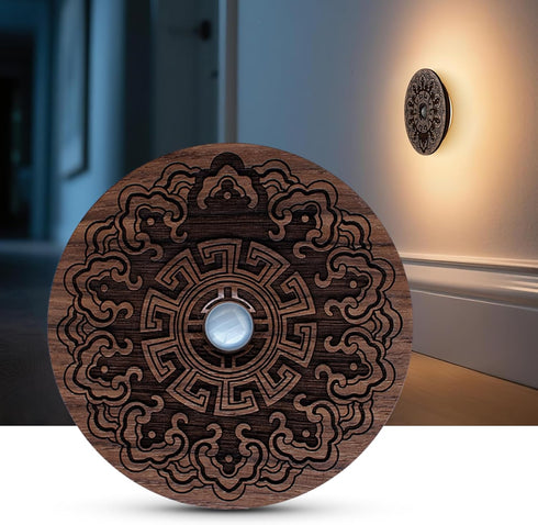 Motion Sensor Night Light Wood USB Rechargeable Stick-On Step Lights Magnetic Small