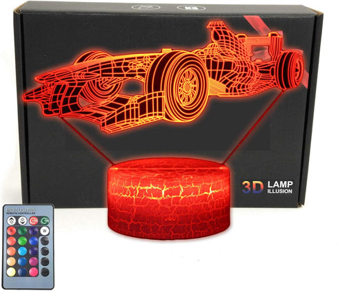 MARZIUS 3D Race Sports Car Illusion Night Light Roadster-Shaped LED Table Lamp with