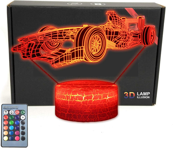 MARZIUS 3D Race Sports Car Illusion Night Light Roadster-Shaped LED Table Lamp with