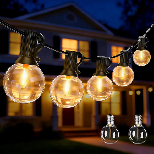 Ollny 50FT Outdoor String Lights, Waterproof Connectable Shatterproof Patio Lights with 25+2