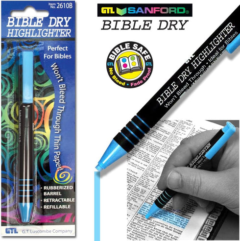 G T Luscombe Bible Dry Highlighter - Blue Carded