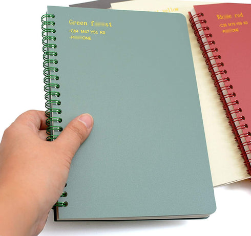 Yansanido 4 Pcs A5 Spiral Notebook, Thick Plastic Hardcover, Graph Paper, 80 Sheets - 160 Pages, 4 Colors