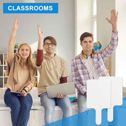 PATIKIL 11x6in Thickened Dry Erase Paddles, 10Pcs Handheld Boards - Double Side Square Answer Paddles for Teaching