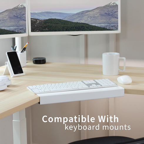 VIVO 17 inch Corner Desk Connector Platform for Mounting Under-Desk Keyboard Trays on L-Shaped Workstations