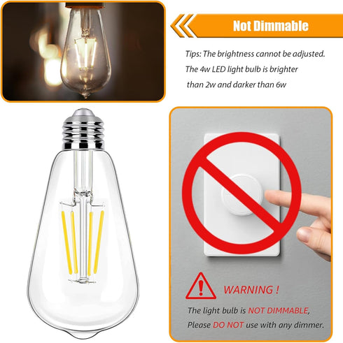 40 Bulbs, E26 Bulb, 4000K 4W Bulbs, 90 450LM, Dimmable, Pack 12 Watt Light Cool White LED Edison Flickering Free, High
