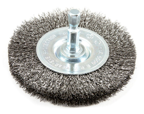 Forney 72736 Wire Wheel Brush, Fine Crimped, 1/4-Inch Hex Shank, 3-Inch-by-.008-Inch