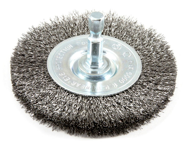 Forney 72736 Wire Wheel Brush, Fine Crimped, 1/4-Inch Hex Shank, 3-Inch-by-.008-Inch