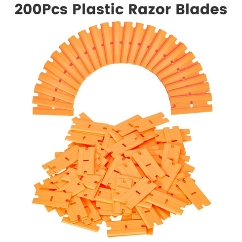 Aleric 200Pieces Plastic Razor Blades, Double Edged Plastic Blade for Scraper, Safety Razor Blades for Removing Labels