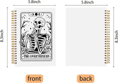 Overthinker Tarot Card Journal, Gothic Skull Notebook, Witchy Spiral Notebook 5.5x8.3, Goth Office Supplies