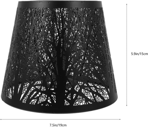 E27 Lurrose Metal Forest LampShade Metal Lamp Shades Modern Drum Lampshades Barrel Lamp Cover Tree Shadow Lampshade