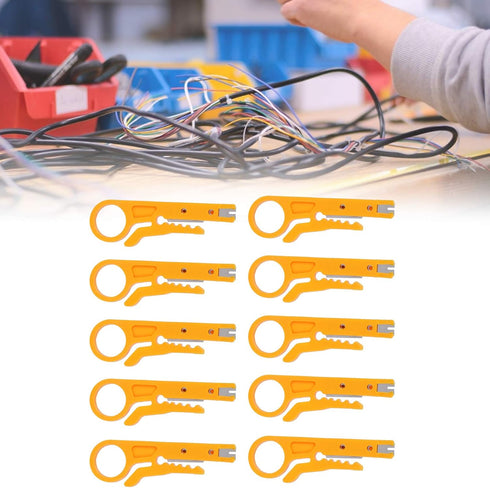 Cable Wire Stripper, 10 Pack Tool for CAT 5, CAT 5e, CAT 6 Data Lines, Mini Crimping Tool for Electrician Household Use