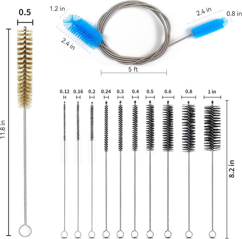 12 Pcs Tube Pipe Cleaners Brush Set, Flexible Drain Brush, Long Straw Brush for Kitchen Sink Plumbing