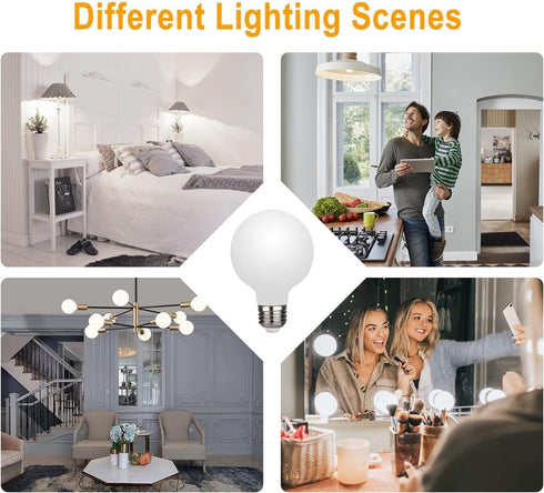 LVYE G25 LED Light Bulb, E26 Base, 6W Dimmable Edison Globe Bulb, 600LM, 4000K Daylight, Outside Frosted Glass, 4 Pack