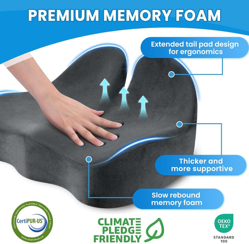 Tailbone CushZone Seat Cushion, Memory Foam Office Chair Seat Cushion for Office Chairs/Car/Long Trip/Desk