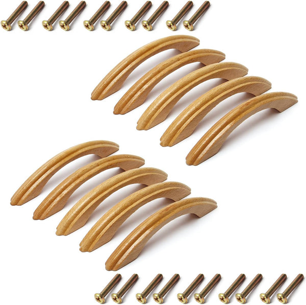 MroMax Wood Pull Knobs 10Pcs - 96mm Hole Distance, 125mm Length Cabinet Handles for Dresser Drawer