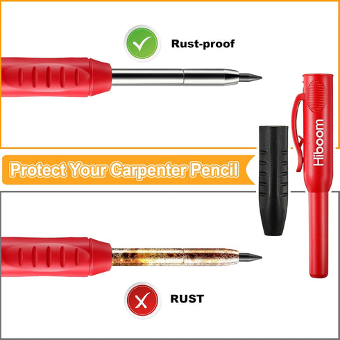 Hiboom 4 Pack Carpenter Pencils Set with 24 Refills, Mechanical Pencil for Woodworking Marking Tool