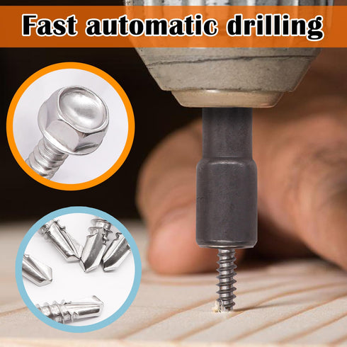 weideer 200pcs #8×3/4" Self Tapping Screws - 410 Stainless Steel Hex Washer Head Self Drilling Screws with Screwdriver