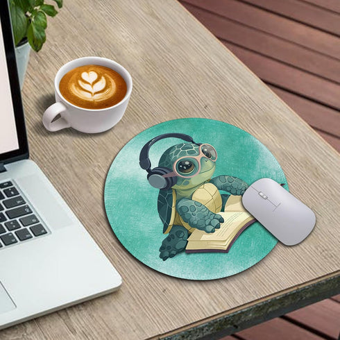 Cute Sea Turtle Mouse Pad, Round Mousepad for Desk, Funny Small Mouse Pads for Wireless Mouse Gaming Work Laptop, Mini