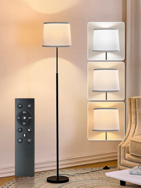 60" Modern Floor Lamp for Living Room Bedroom, Standing Lamp with White