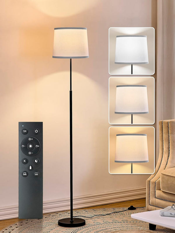 60" Modern Floor Lamp for Living Room Bedroom, Standing Lamp with White