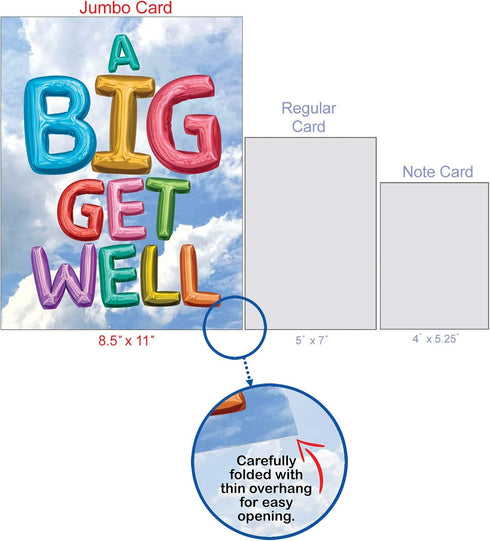 Jumbo Get Well Greeting Card by NobleWorks (8.5 x 11 Inch) - Beautiful Feel Better Soon Group Notecard J5651HGWG