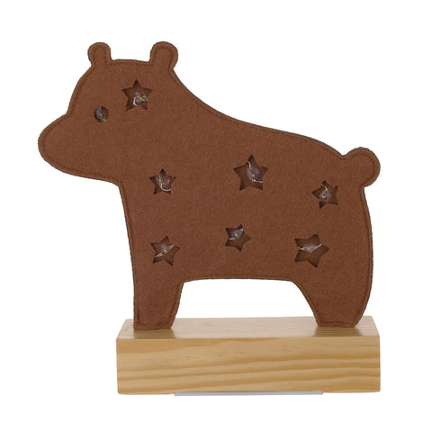 Little Love by NoJo LED Lighted Nursery Dcor - Adorable Brown Bear Design with Natural Wood Base