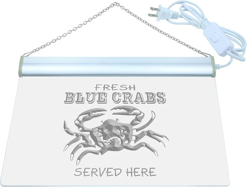 16 12 Inches st4s43-j313-w ADVPRO Blue Crabs Restaurant Seafood Bar LED Neon Sign White x