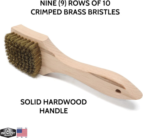 Brass Wire Utility Scrub Brush for Cleaning with 9" Hardwood Handle, Made in USA