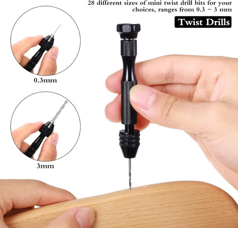 57 Pieces Hand Drill Bits Set, Pin Vise Hand Drill, 46 Pieces Micro Twist Drill Bits and 10 Pieces PCB Mini Drill Bits for Resin Polymer Clay Craft DIY Jewelry (0.1-1mm, Random Color PCB Drill) by Mudder