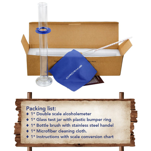 0-200 Proof & Tralle Alcohol Hydrometer with Glass Test Jar Kit for Liquor & Distilling