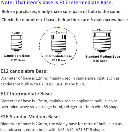 5-Pack S11 LED Bulbs E17 Intermediate Base, 40 Watt Equivalent, 5000K Daylight 4W for Bedside Lamp, Lava Lamps