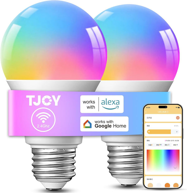 TJOY Smart Light Bulbs, WiFi LED Bulb Compatible with Alexa &Google Assistant,