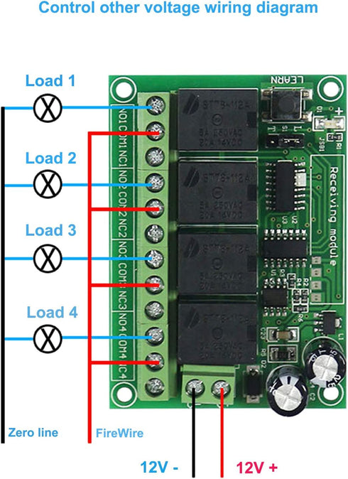 12V 4 433Mhz 10A EV1527 Channels Wireless Remote Control Switch with Industrial watterproof Transmitter Relay Module