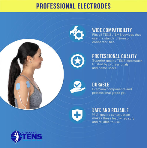 Discount 2"x2" 20-Pack TENS Wired Electrodes HealthMateForever Compatible Replacement Pads, Premium Self-Adhesive TENS
