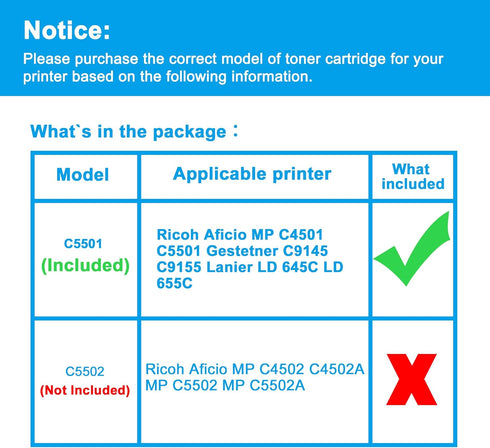 LCL Compatible Toner Cartridge Replacement for Ricoh 841455 MP C4501 C5501 C9145 C9155 High Yield (Cyan 1-Pack)
