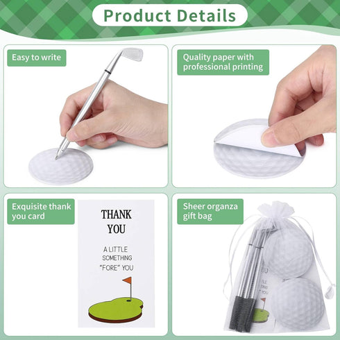 AIOMOB 24 Sets Golf Ballpoint Pen Golf Pads Thank You Cards and Bags Golf Club Props Funny Sports Golfing Pen Black Gel