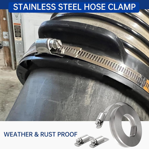 Stainless Steel Hose Clamp Assortment Kit, 13FT Metal Strap + 8 Stronger Fasteners for Duct Pipe Clamping