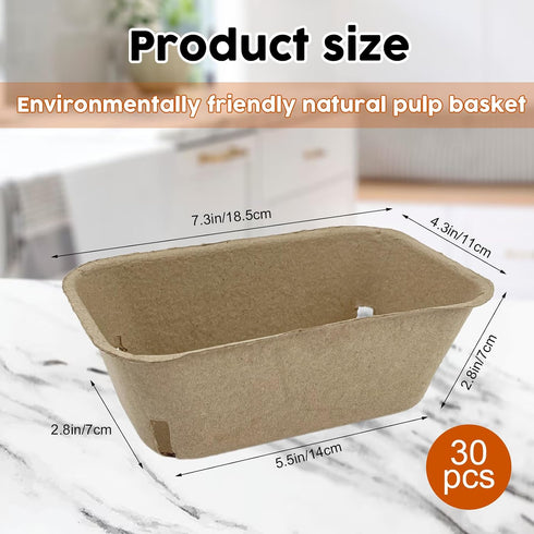 FMOACEN 30 7.3x4.3x2.8inch Pcs Natural Pulp Fiber Berry Basket, Molded Berry Basket Produce Vented Container
